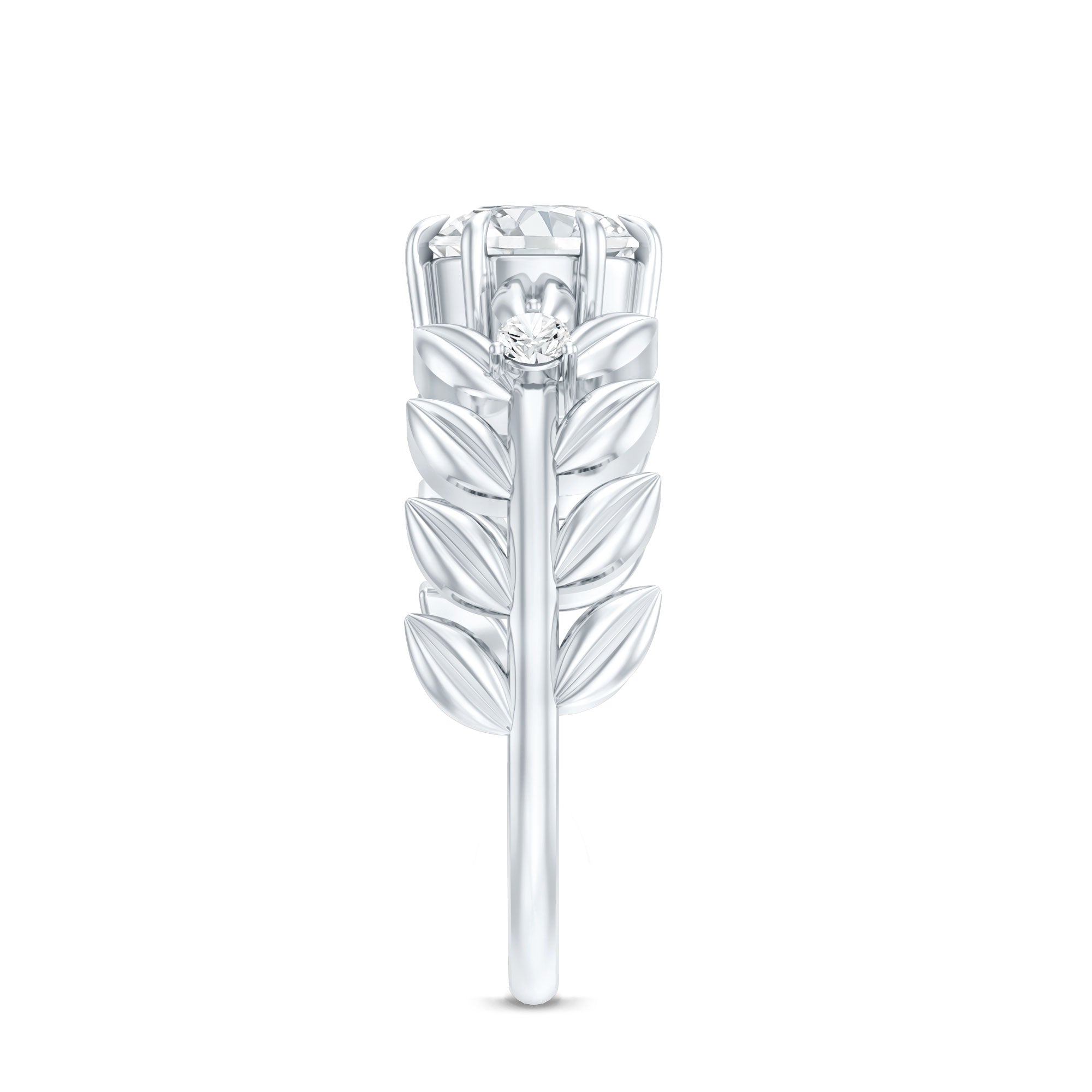 Rosec Jewels-6 MM Lab Grown Diamond Nature Inspired Engagement Ring