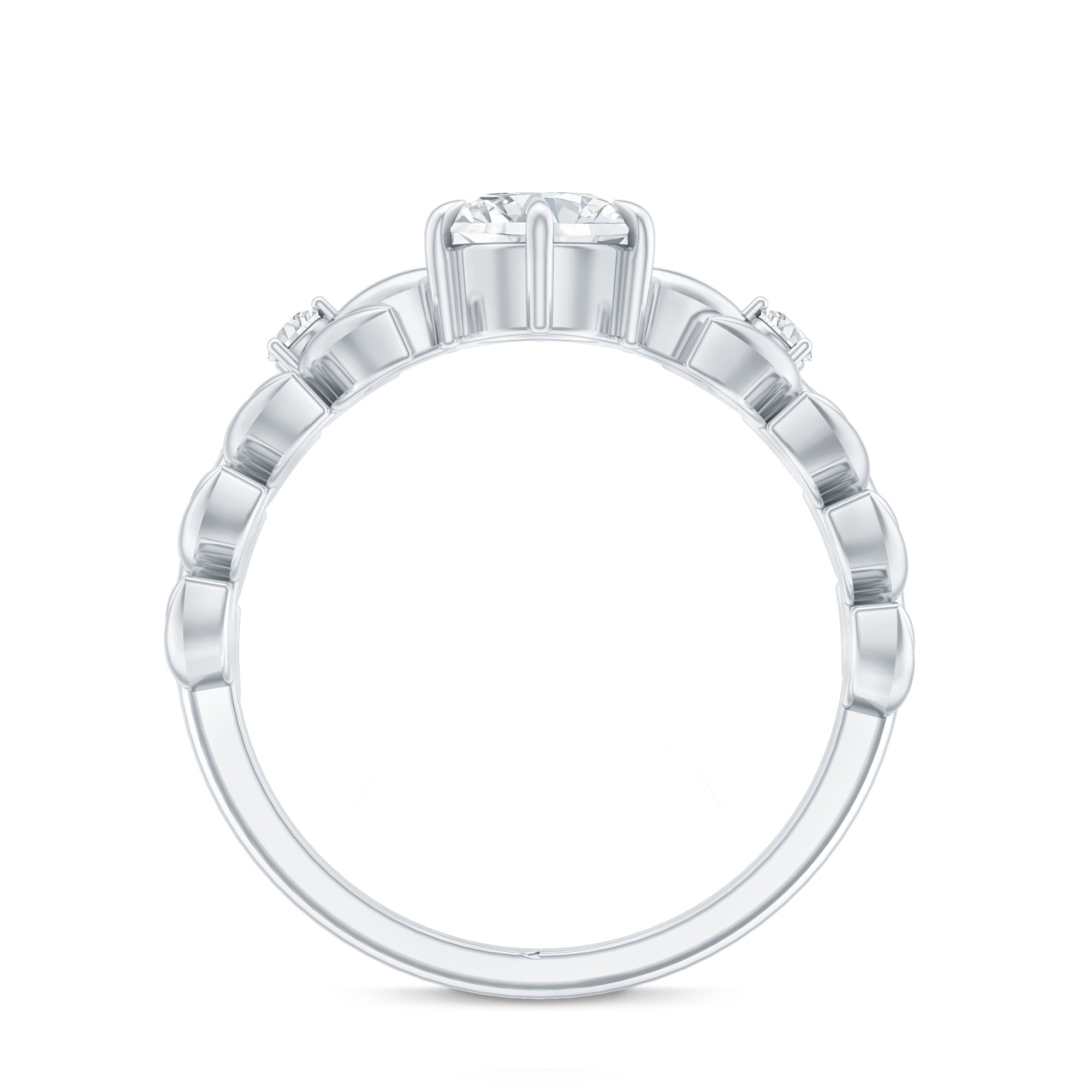 Rosec Jewels-6 MM Lab Grown Diamond Nature Inspired Engagement Ring