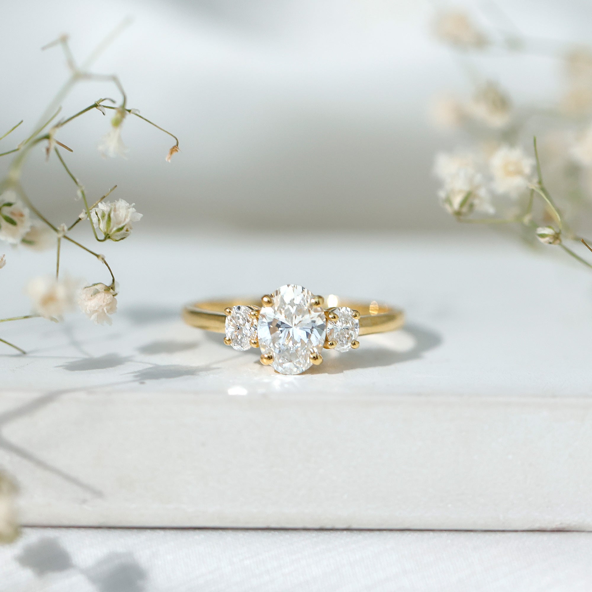 Rosec Jewels-Certified Lab Grown Diamond 3 Stone Engagement Ring For Women