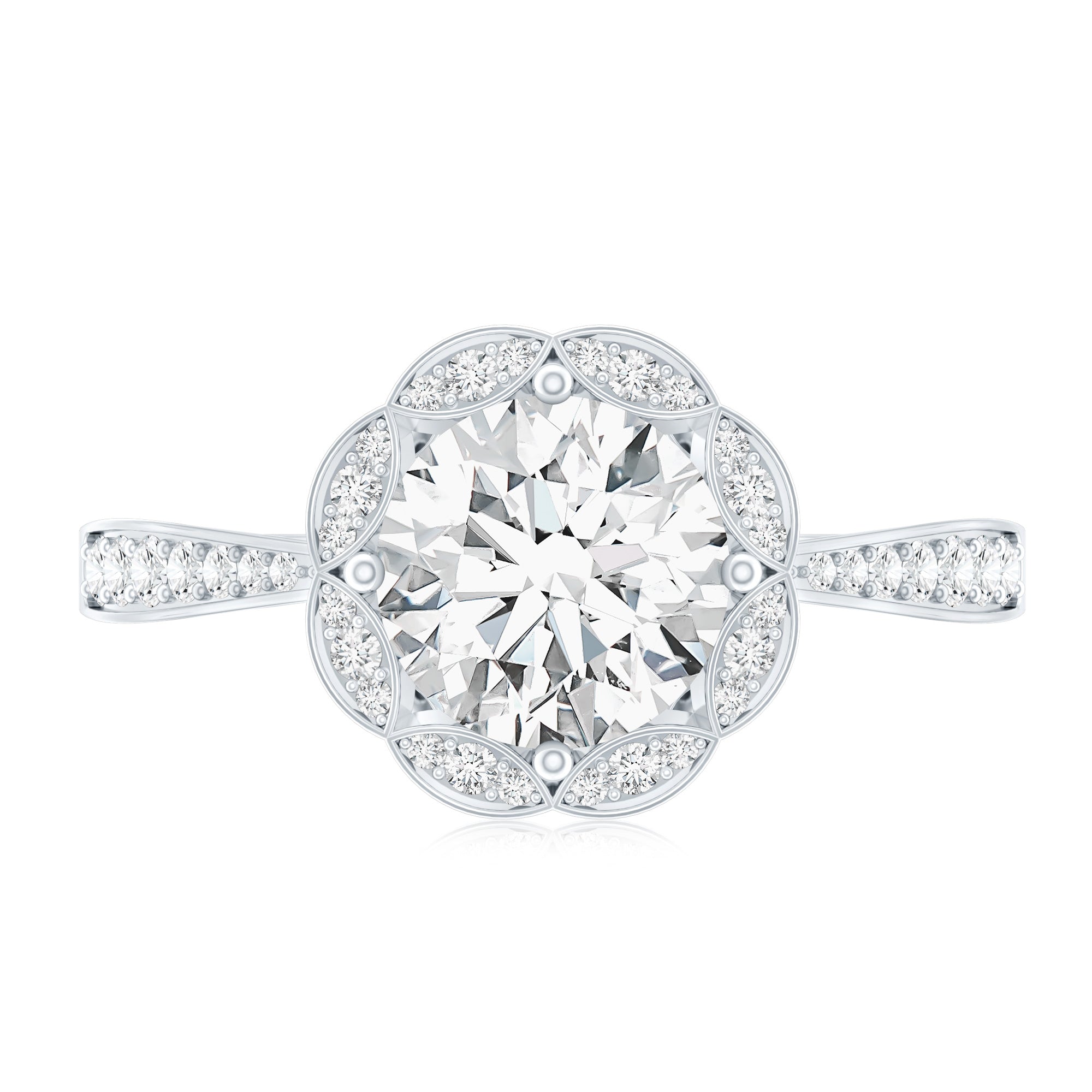 Rosec Jewels-Certified 7 MM Lab Grown Diamond Halo Engagement Ring