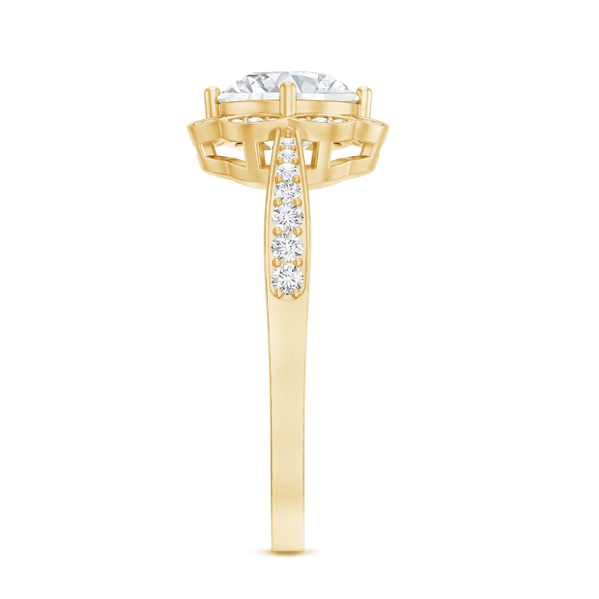 Rosec Jewels-Certified 7 MM Lab Grown Diamond Halo Engagement Ring