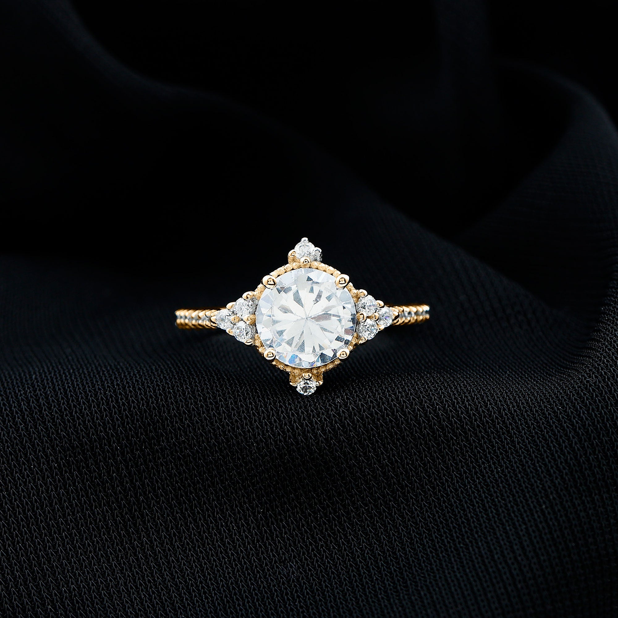 8 mm Lab Grown Diamond Vintage Inspired Engagement Ring Lab - ( EF-VS ) - Rosec Jewels