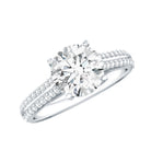 Certified Lab Grown Diamond 8 MM Simple Engagement Ring With Side Stones Lab - ( EF-VS ) - Rosec Jewels
