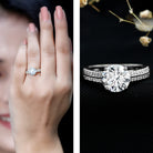 Certified Lab Grown Diamond 8 MM Simple Engagement Ring With Side Stones Lab - ( EF-VS ) - Rosec Jewels