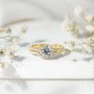 Rosec Jewels-Lab Grown Diamond 8 MM Round Engagement Ring With Ring Guard