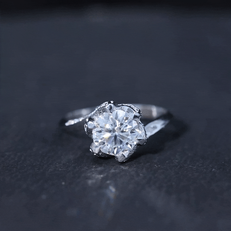 2 Carat Lab Grown Diamond Vintage Floral Engagement Ring Lab - ( EF-VS ) - Rosec Jewels