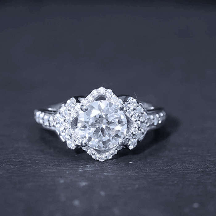 Certified 8 MM Lab Grown Diamond Vintage Style Engagement Ring Lab - ( EF-VS ) - Rosec Jewels