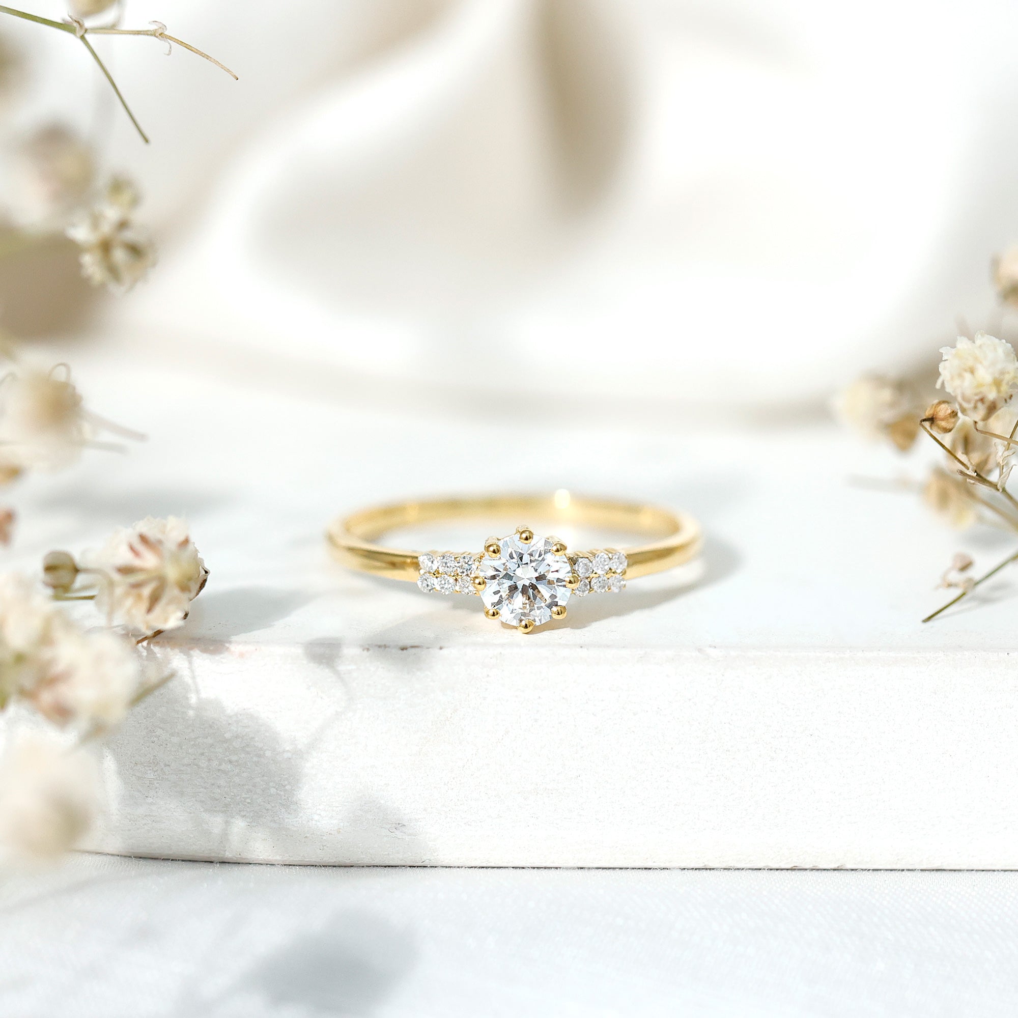 Certified 5 MM Lab Grown Diamond Non Traditional Engagement Ring Lab - ( EF-VS ) - Rosec Jewels