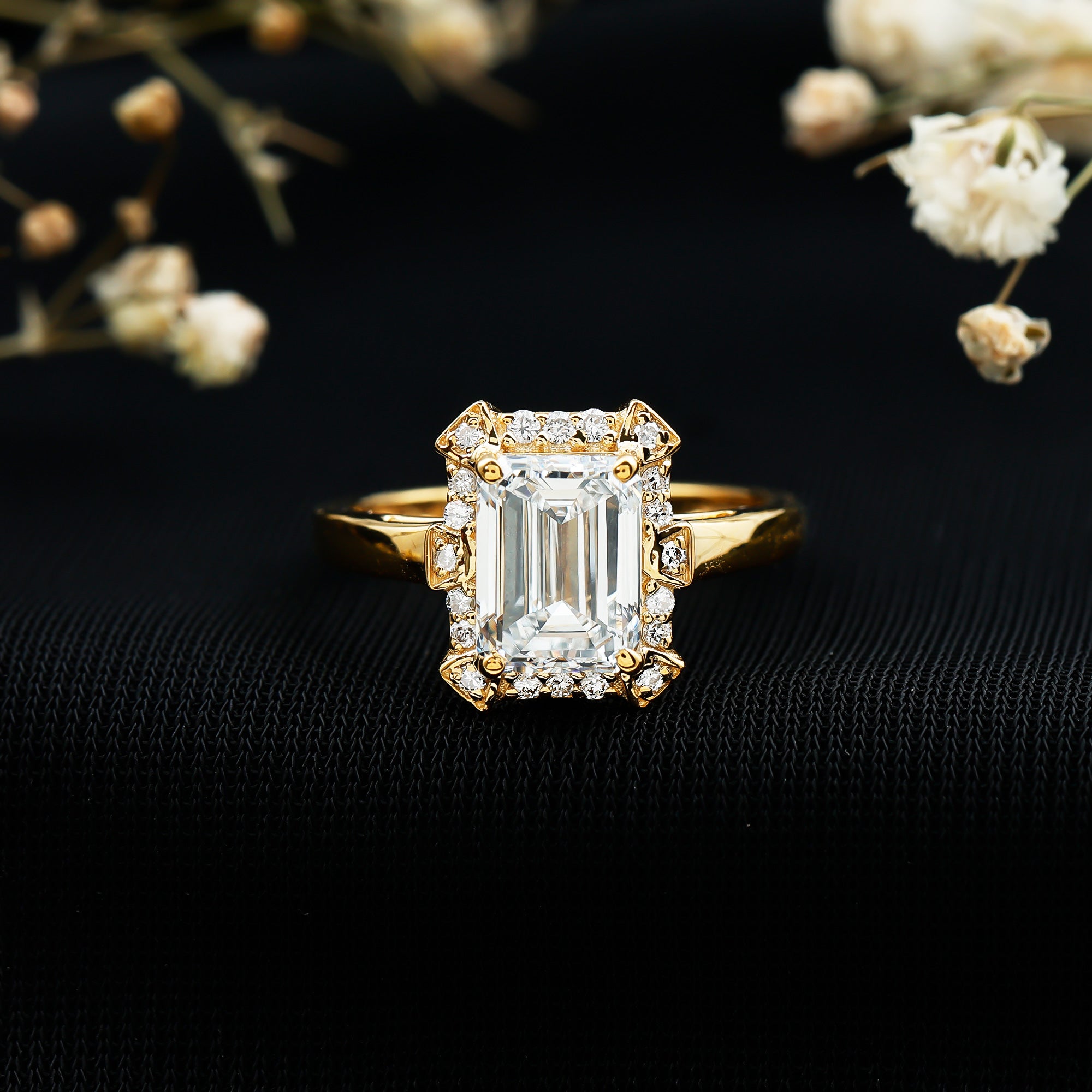Certified 1 Carat Lab Grown Diamond Emerald Cut Engagement Ring Lab - ( EF-VS ) - Rosec Jewels