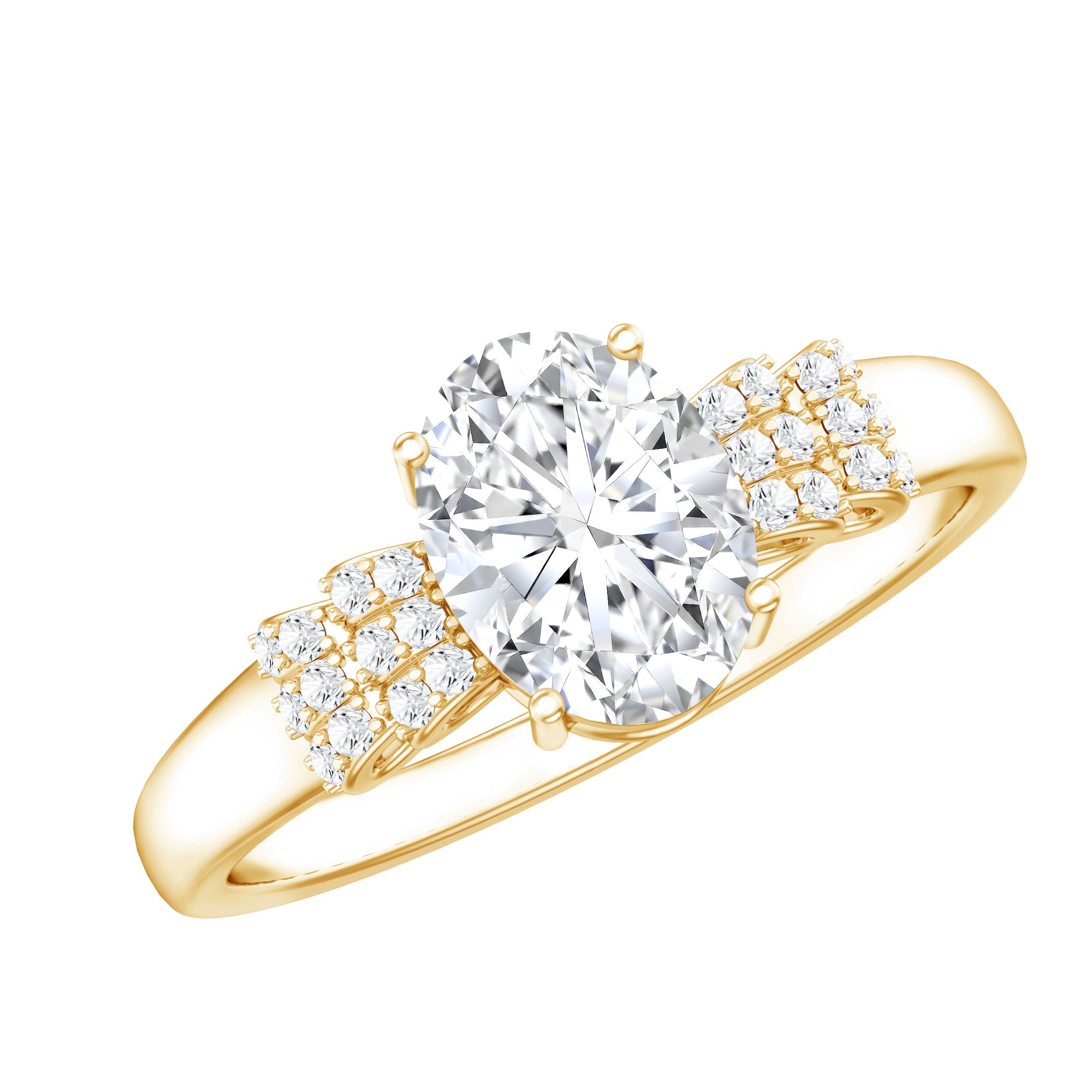 Certified 6X8 MM Oval Lab Grown Diamond Designer Engagement Ring Lab - ( EF-VS ) - Rosec Jewels