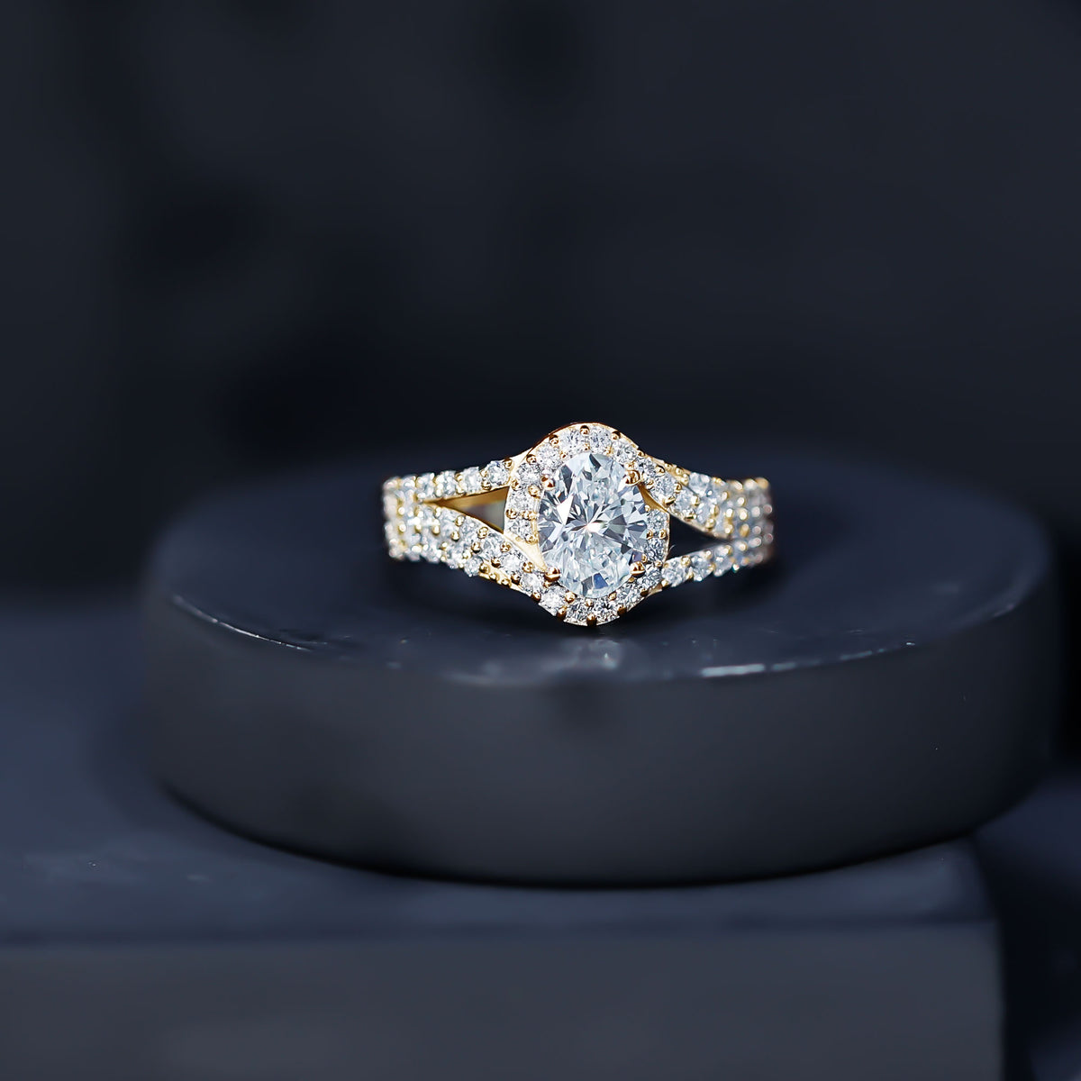 Certified 1.2 Carat Oval Lab Grown Diamond Split Shank Engagement Ring Lab - ( EF-VS ) - Rosec Jewels