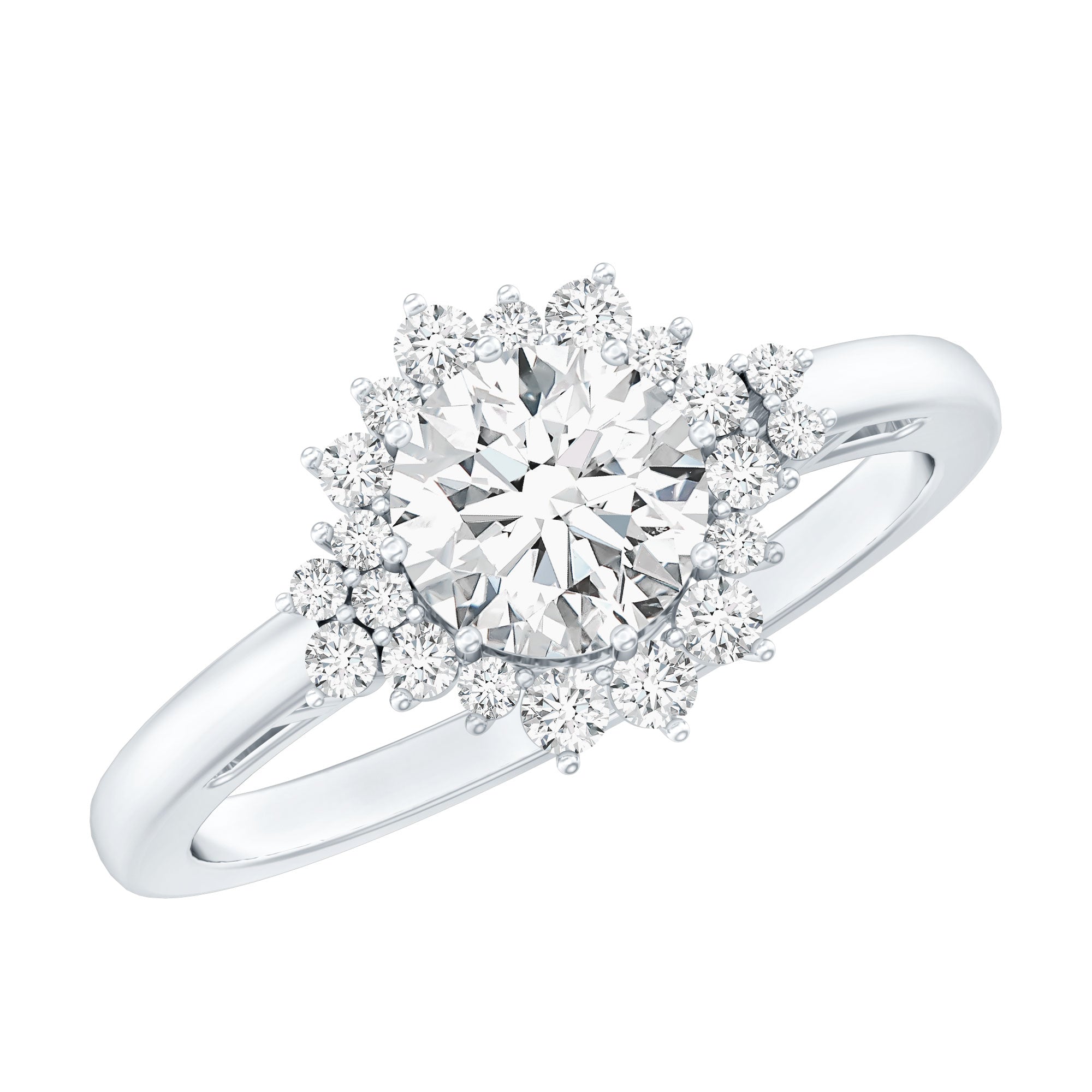Rosec Jewels-Certified 1 Carat Lab Grown Diamond Halo Engagement Ring