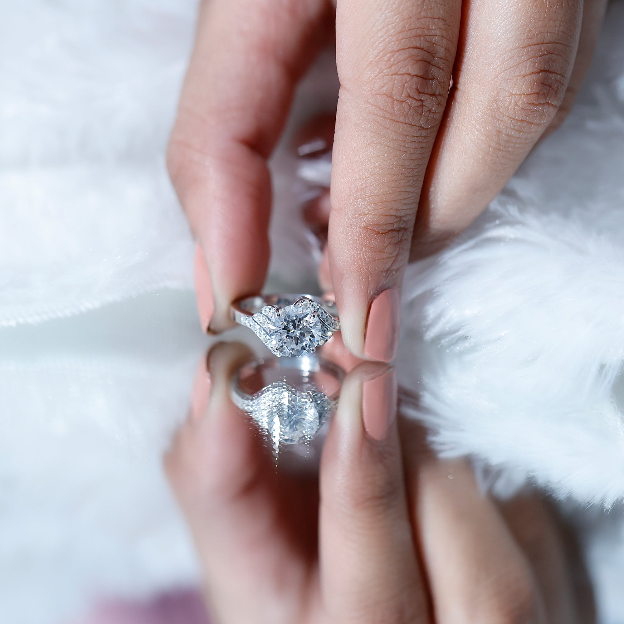 Rosec Jewels-Certified 8 MM Lab Grown Diamond Unique Engagement Ring