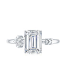 Lab Grown Diamond Emerald Cut Designer Engagement Ring Lab - ( EF-VS ) - Rosec Jewels