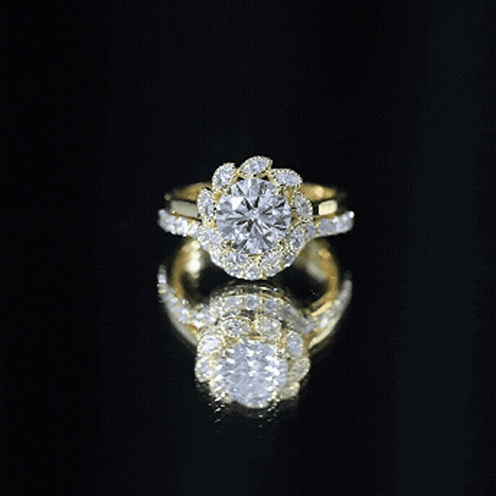 Lab Grown Diamond Vintage Inspired Engagement Ring with Wedding Band Lab - ( EF-VS ) - Rosec Jewels