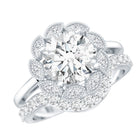 Lab Grown Diamond Vintage Inspired Engagement Ring with Wedding Band Lab - ( EF-VS ) - Rosec Jewels