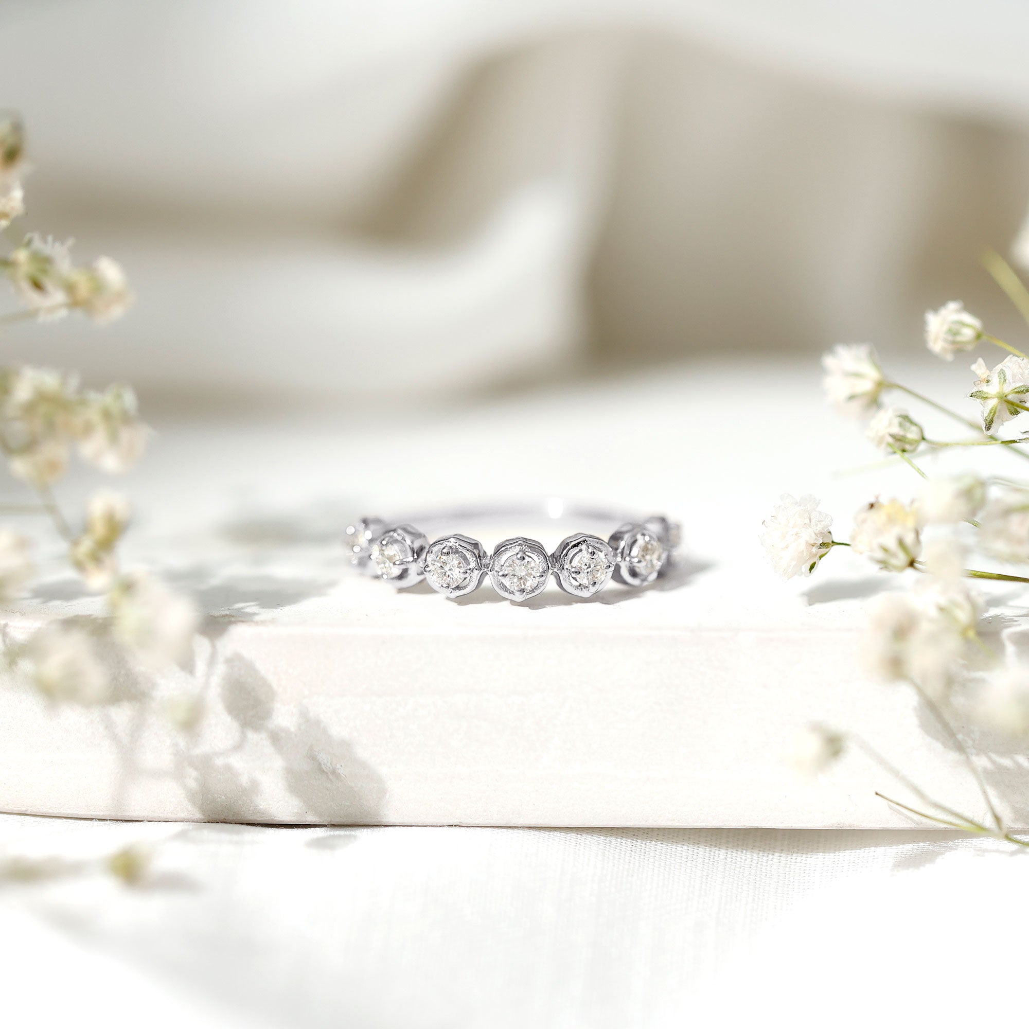Certified Lab Grown Diamond Half Eternity Anniversary Ring Lab - ( EF-VS ) - Rosec Jewels