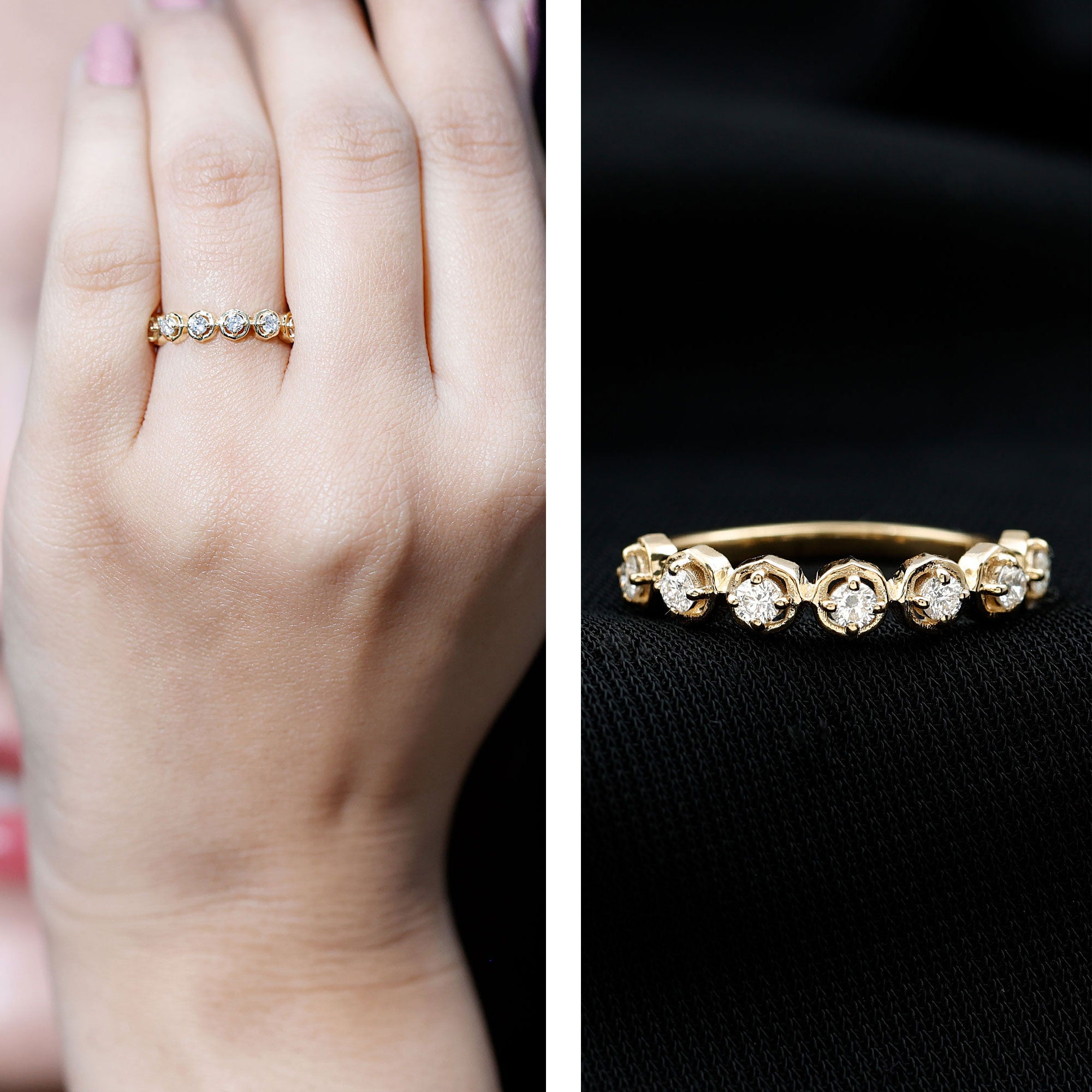 Certified Lab Grown Diamond Half Eternity Anniversary Ring Lab - ( EF-VS ) - Rosec Jewels
