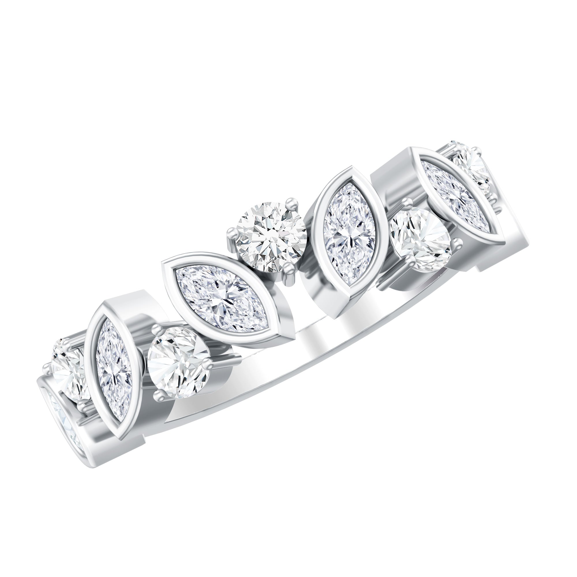 Certified Lab Grown Diamond Half Eternity Anniversary Ring For Women Lab - ( EF-VS ) - Rosec Jewels