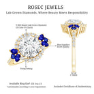 9 mm Lab Grown Diamond Halo Engagement Ring With Blue Sapphire Lab - ( EF-VS ) - Rosec Jewels