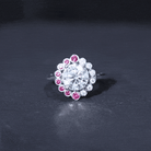 Certified Lab 8 mm Diamond Ruby Halo Engagement Ring For Women Lab - ( EF-VS ) - Rosec Jewels