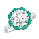 Certified Lab 9 mm Diamond Emerald Designer Engagement Ring Lab - ( EF-VS ) - Rosec Jewels