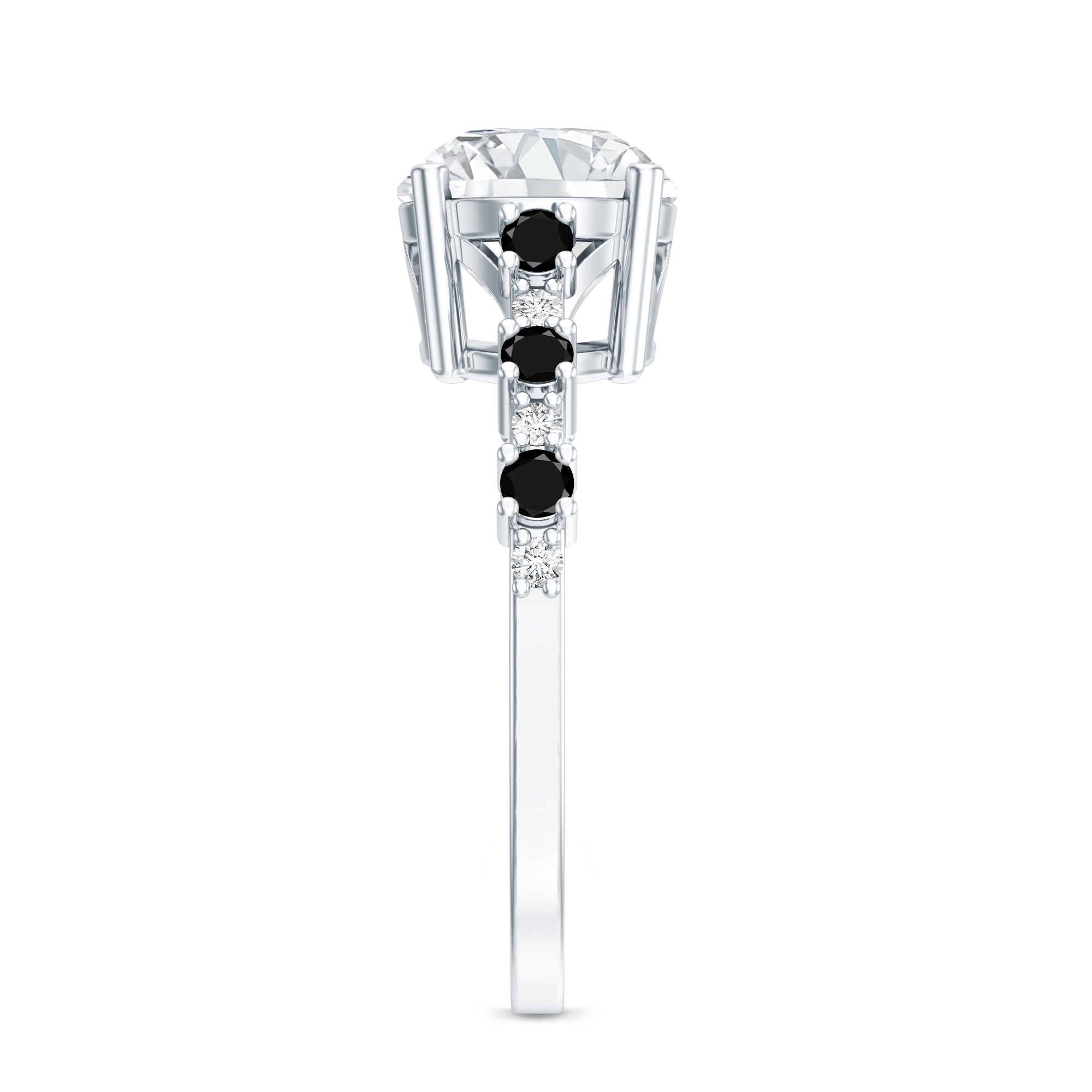Lab Grown Diamond Designer Engagement Ring with Black Diamond Lab - ( EF-VS ) - Rosec Jewels