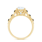 Lab Grown Diamond Designer Engagement Ring with Black Diamond Lab - ( EF-VS ) - Rosec Jewels