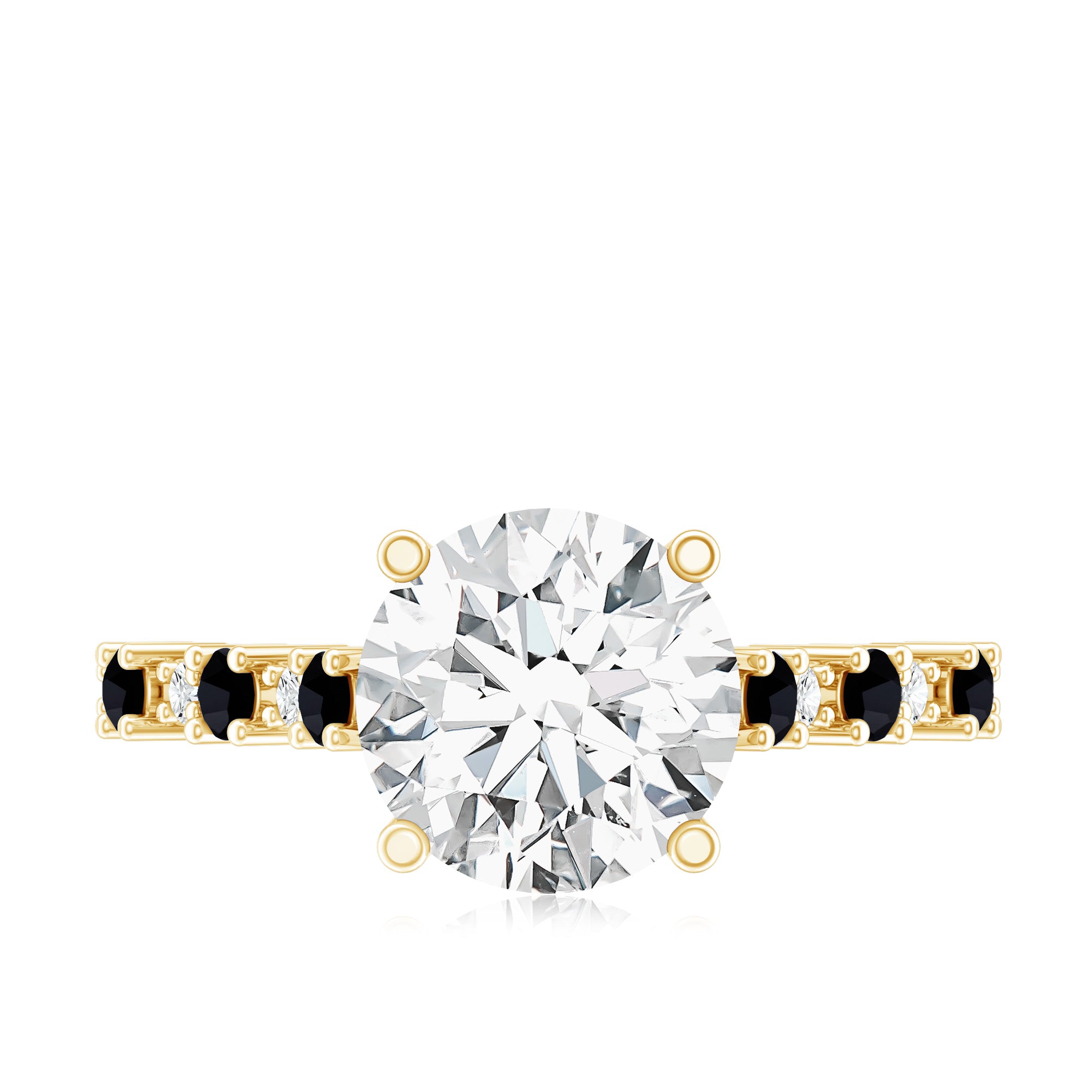 Lab Grown Diamond Designer Engagement Ring with Black Diamond Lab - ( EF-VS ) - Rosec Jewels