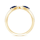 Real Pear Shape Blue Sapphire 2 Stone Engagement Ring with Diamond AAA - Rosec Jewels
