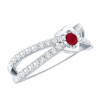 Natural Ruby Heart Promise Ring with Diamond Split Shank AAA - Rosec Jewels