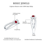 Natural Ruby Heart Promise Ring with Diamond Split Shank AAA - Rosec Jewels