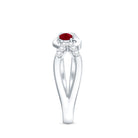 Natural Ruby Heart Promise Ring with Diamond Split Shank AAA - Rosec Jewels