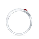 Natural Ruby Heart Promise Ring with Diamond Split Shank AAA - Rosec Jewels