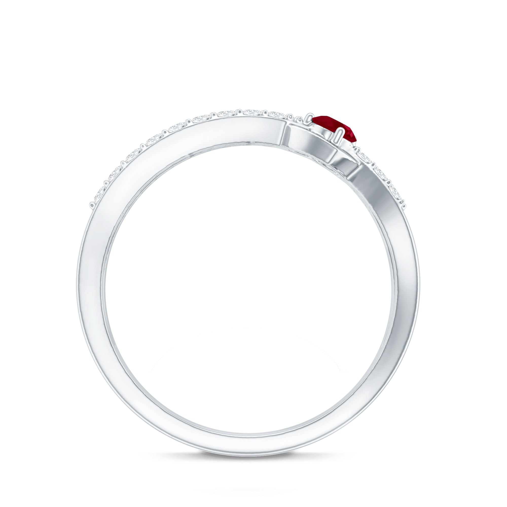 Rosec Jewels-Natural Ruby Heart Promise Ring with Diamond Split Shank