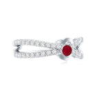 Natural Ruby Heart Promise Ring with Diamond Split Shank AAA - Rosec Jewels