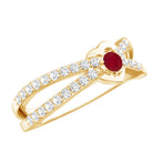 Natural Ruby Heart Promise Ring with Diamond Split Shank AAA - Rosec Jewels