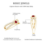 Natural Ruby Heart Promise Ring with Diamond Split Shank AAA - Rosec Jewels
