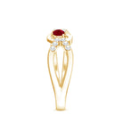Natural Ruby Heart Promise Ring with Diamond Split Shank AAA - Rosec Jewels