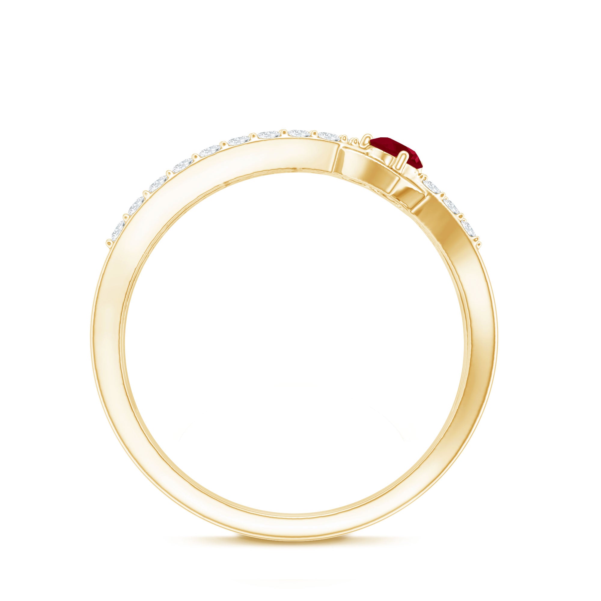 Rosec Jewels-Natural Ruby Heart Promise Ring with Diamond Split Shank
