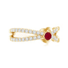 Natural Ruby Heart Promise Ring with Diamond Split Shank AAA - Rosec Jewels