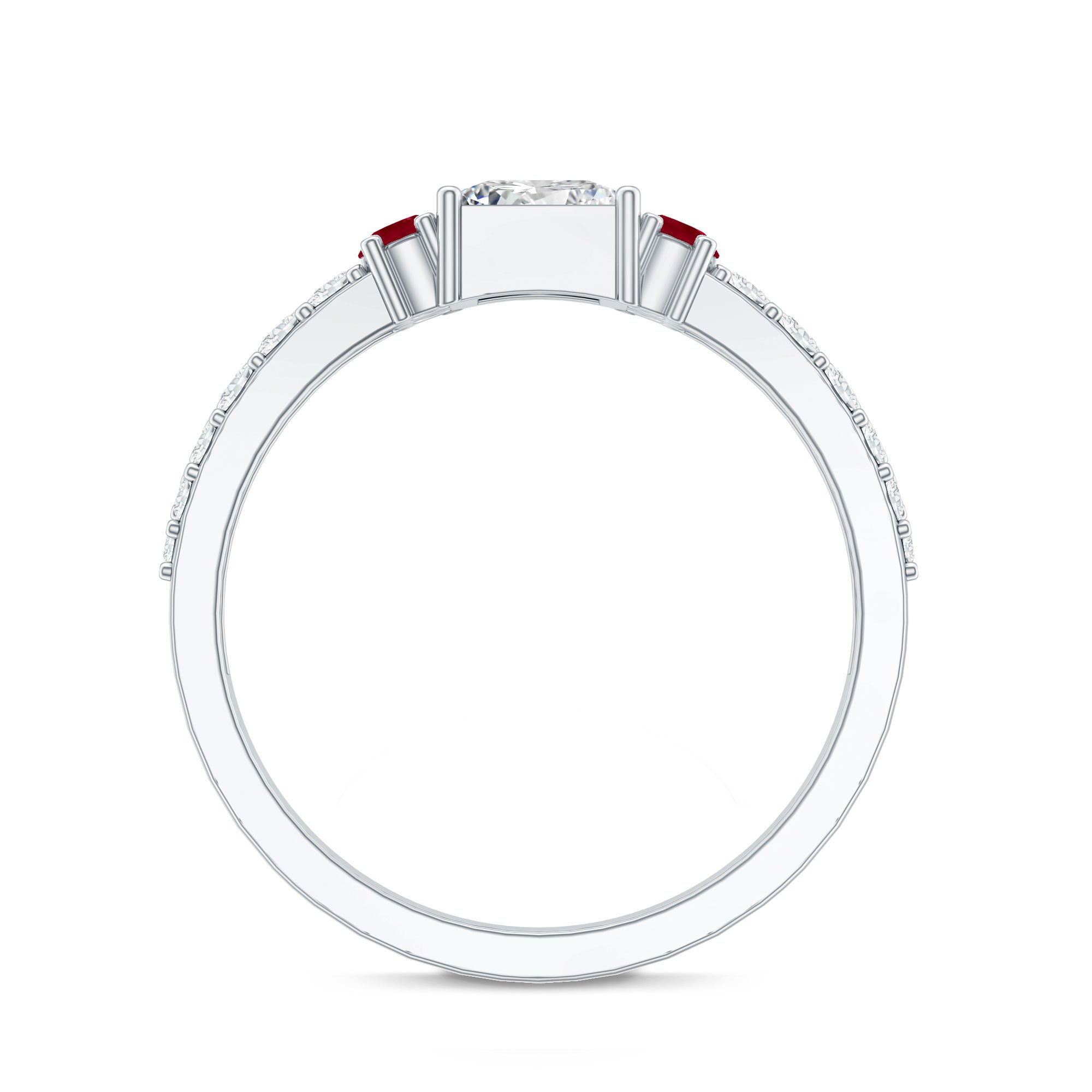 Lab Grown Diamond 5 MM Princess Cut Engagement Ring With Ruby Lab - ( EF-VS ) - Rosec Jewels