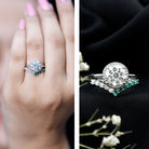 Certified Lab Grown Diamond 2 Carat Engagement Ring With Emerald Enhancer Lab - ( EF-VS ) - Rosec Jewels