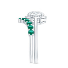 Certified Lab Grown Diamond 8 MM Engagement Ring With Emerald Enhancer Lab - ( EF-VS ) - Rosec Jewels