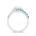 Certified Lab Grown Diamond 8 MM Engagement Ring With Emerald Enhancer Lab - ( EF-VS ) - Rosec Jewels