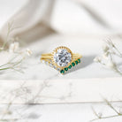 Certified Lab Grown Diamond 2 Carat Engagement Ring With Emerald Enhancer Lab - ( EF-VS ) - Rosec Jewels