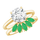 Certified 8 MM Lab Grown Diamond Engagement Ring With Emerald Wedding Band Lab - ( EF-VS ) - Rosec Jewels