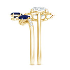 Certified Lab 2 Carat Diamond Engagement Ring With Blue Sapphire Enhancer Lab - ( EF-VS ) - Rosec Jewels