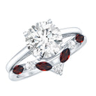 Certified 8 MM Lab Grown Diamond Bridal Ring Set With Garnet Enhancer Lab - ( EF-VS ) - Rosec Jewels