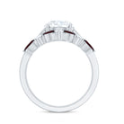 Certified 8 MM Lab Grown Diamond Bridal Ring Set With Garnet Enhancer Lab - ( EF-VS ) - Rosec Jewels